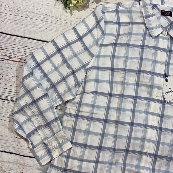 NEW Untuckit Melini Shirt Blue White Plaid Button Down Long Sleeve Womens Sz 10 - Picture 4 of 7